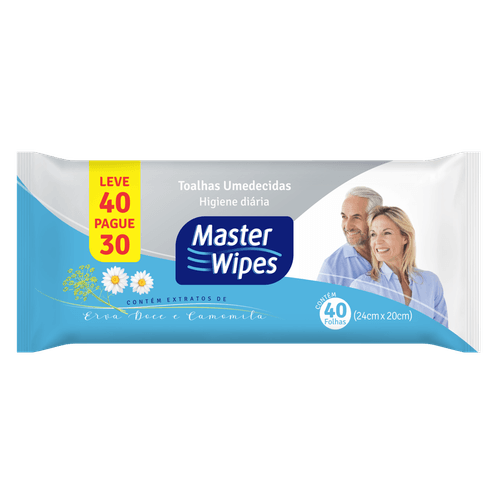 Toalhas Umedecidas Master Wipes - com 40 Unidades