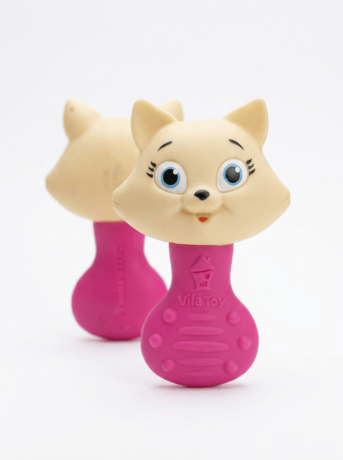 Mordedor e Chocalho Vila Toy Gata Rosa 1 Unidade