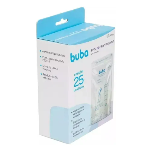 Saco para Armazenar Leite Materno Buba 180ml 25 Unidades