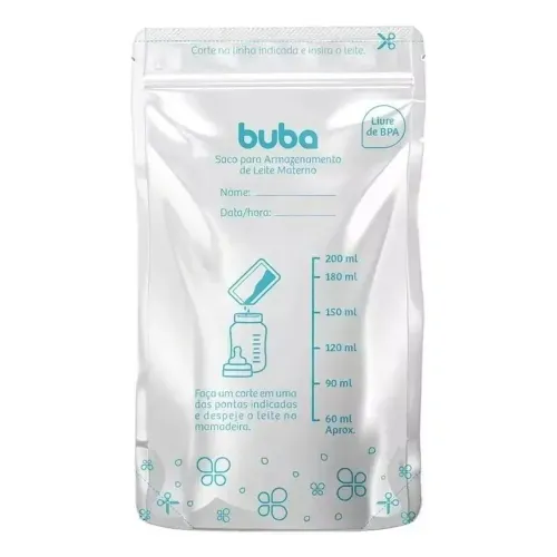 Saco para Armazenar Leite Materno Buba 180ml 25 Unidades