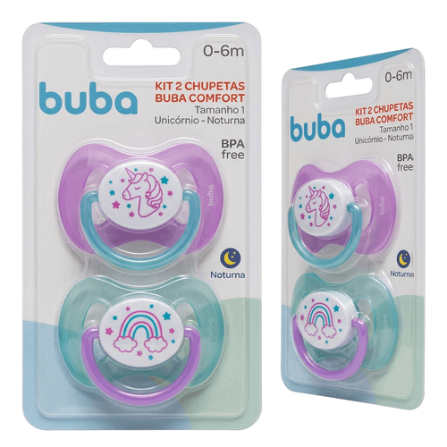 Chupeta Buba Comfort Tamanho 1 Noturna 2 Unidades