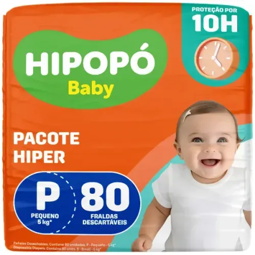 Fralda Infantil Hipopó Baby P 80 Unidades