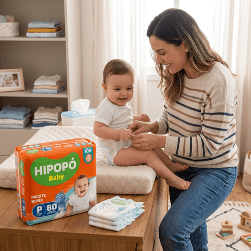 Fralda Infantil Hipopó Baby P 80 Unidades
