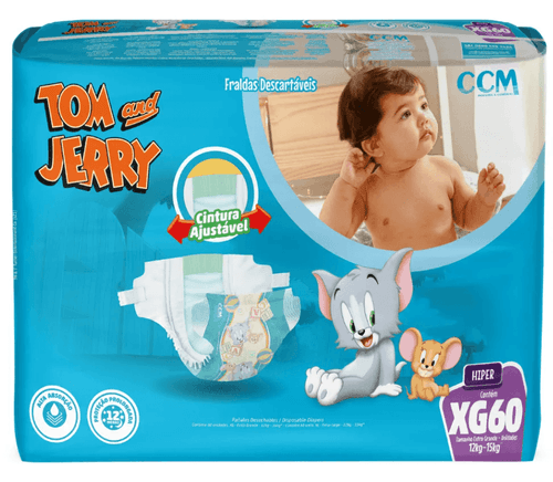 Fralda Infantil Tom e Jerry Hiper Tamanho XG - 60 Uni
