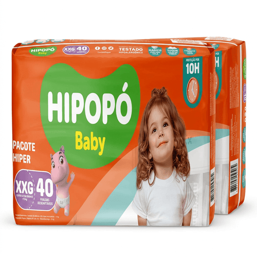 Fralda Infantil Hipopó Baby XXG 40 Unidades
