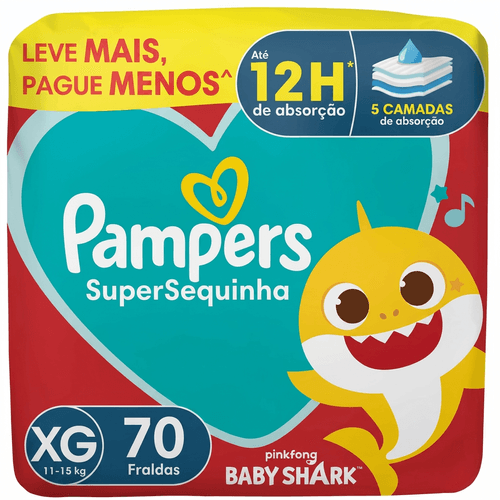 Fralda Infantil Pampers Supersequinha XG 70 Unidades