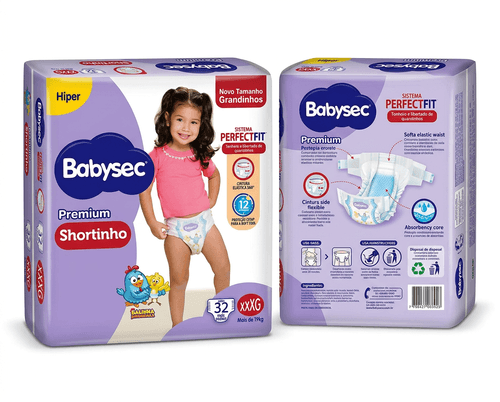 Fralda Babysec Shortinho Hiper XXXG - 32 Unidades