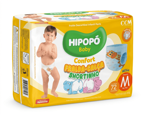 Fralda Hipopó Baby Shortinho Confort Tamanho M - 72 uni