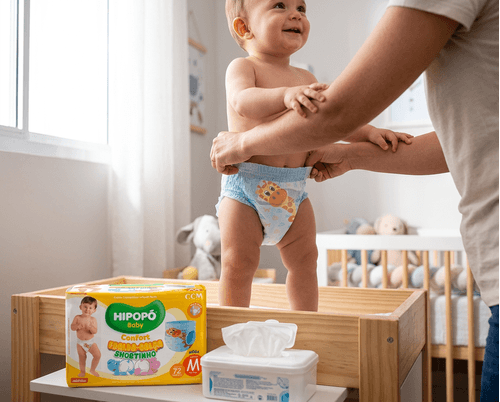 Fralda Hipopó Baby Shortinho Confort Tamanho M - 72 uni