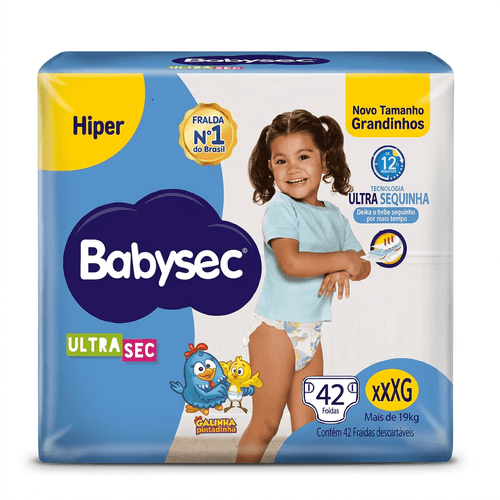 Fralda Infantil Babysec Ultrasec Galinha Pintadinha XXXG 42 Unidades