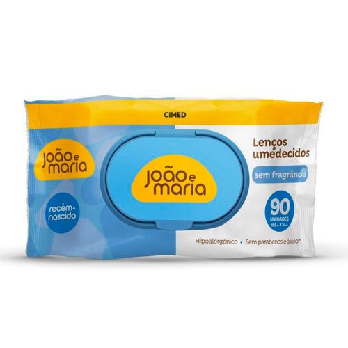 Lenço Umedecido João e Maria Sem Fragrância 90 Unidades