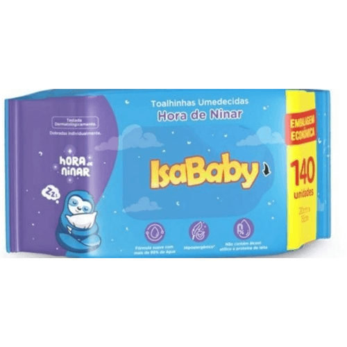 Lenço Umedecido Isababy Hora de Ninar 140 Unidades