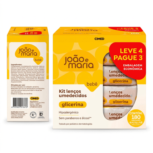 Lenço Umedecido João e Maria Com Fragrância 4 Unidades