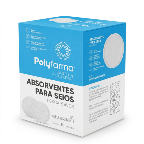 Absorvente para Seios Polyfarma 30 Unidades