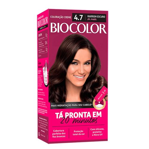 Tintura de Cabelo Biocolor Cor 4.7 Marrom Escuro da Moda 50g