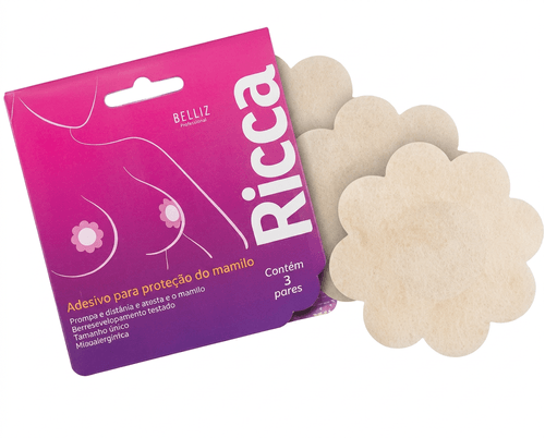 Adesivo Protetor de Mamilos Ricca Cor Bege 3 Pares