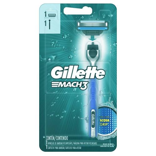 Aparelho de Barbear Masculino Gillette Mach3 Acqua Grip 1 Unidade