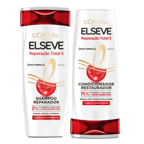 Kit Shampoo Elseve Reparação Total 5 375ml + Condicionador 175ml