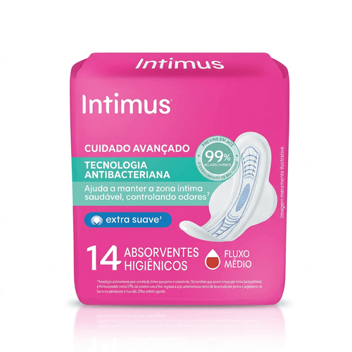 Absorvente Intimus Antibacteriano com Abas 14 Unidades