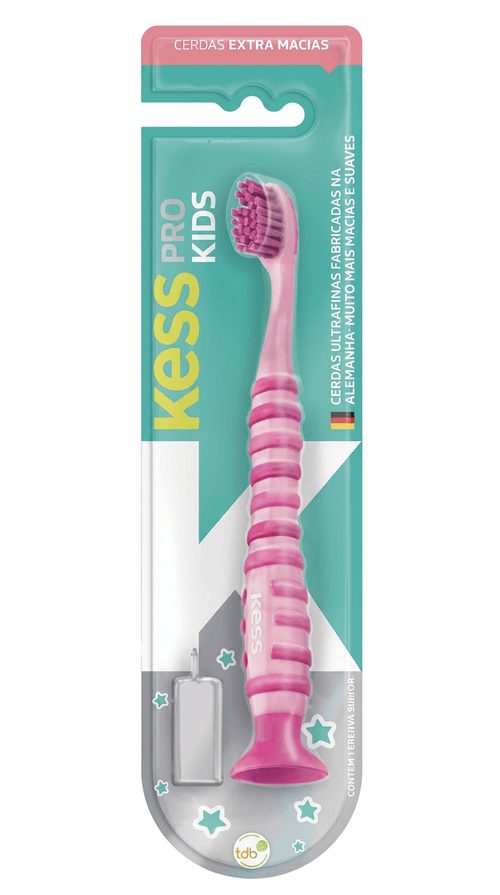 Escova Dental Infantil Kess Pro Kids Cor Ventosa Cerdas Macias 1 Unidade