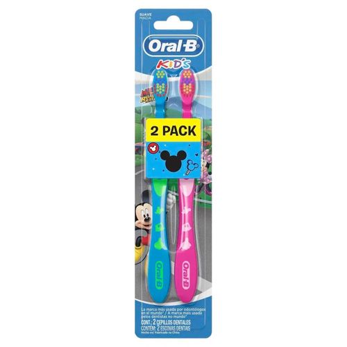 Escova Dental Infantil Oral-B Mickey Cerdas Macias 2 Unidades