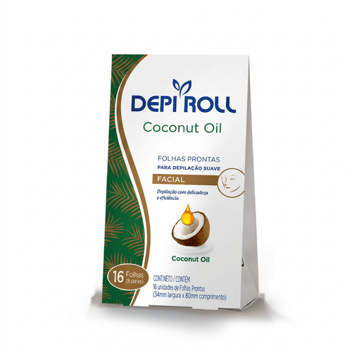 Folhas Depilatórias Faciais Depiroll Coconut Oil 16 Unidades