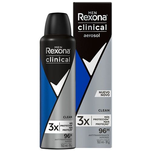 Desodorante Aerosol Masculino Rexona Clinical Clean 91g