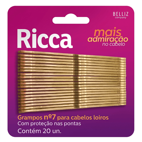 Grampo para Cabelo Ricca Cor Loiro N7 20 Unidades
