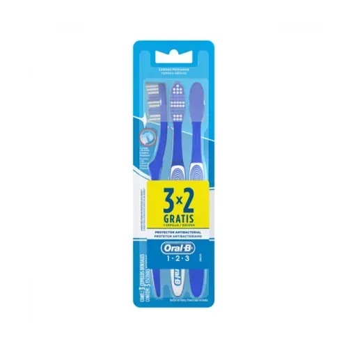Escova Dental Oral-B 123 Cerdas Médias 3 Unidades