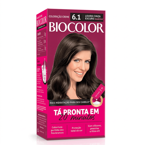Tintura de Cabelo Biocolor Cor 6.1 Louro Cinza Moderno 1 Unidade
