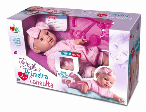 Boneca Bebê Primeira Consulta Com Kit Médico
