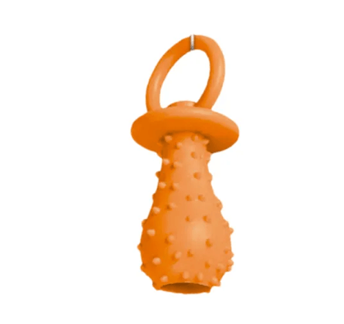 Brinquedo Pet de Borracha Chupeta com Guizo Colorida 9cm