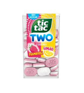 Bala Tic Tac Two Sabor Framboesa e Limão Sem Açúcar 38,5g