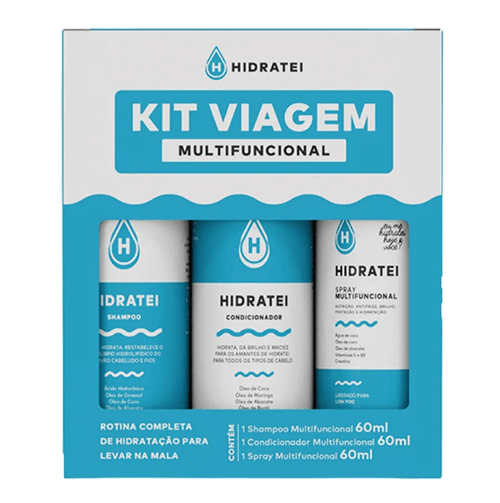 Kit Hidratei Shampoo 60ml + Condicionador 60ml + Spray Capilar Leave-in 60ml