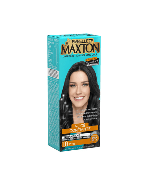 Tintura de Cabelo Maxton Cor 1.0 Preto 50g