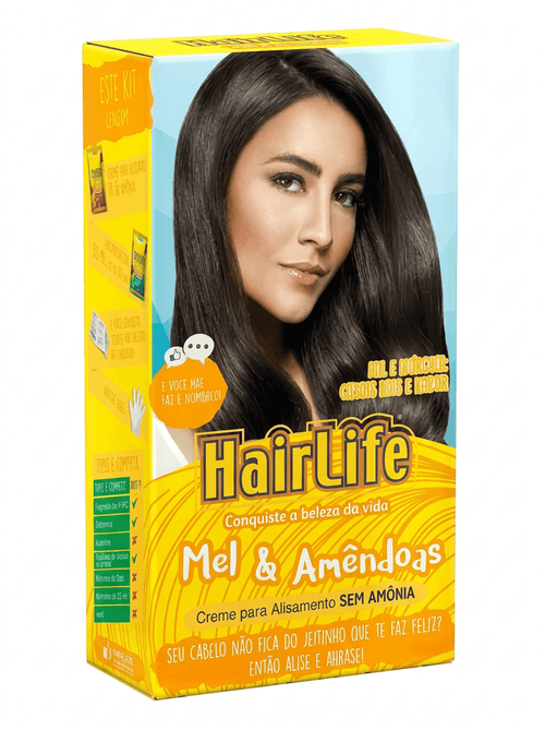 Creme Alisante Embelleze HairLife Cor Mel e Amêndoas 180g