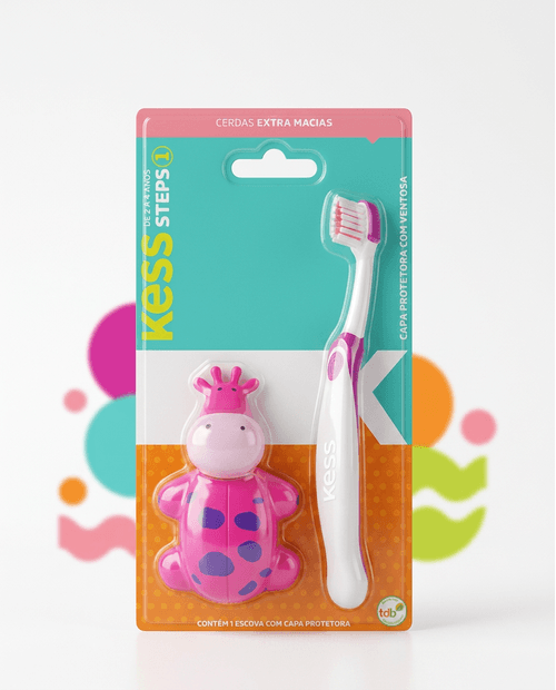 Escova Dental Infantil Kess Steps Com Protetor 1 Unidade