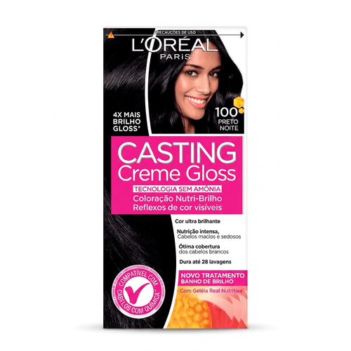 Tintura de Cabelo L'Oréal Casting Creme Gloss Cor 100 Preto Noite 1 Unidade