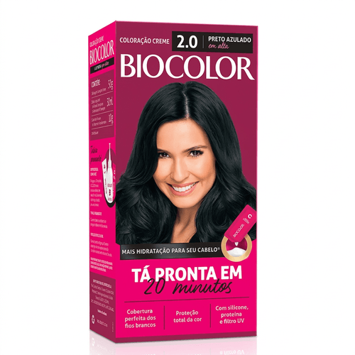 Tintura de Cabelo Biocolor Cor 2.0 Preto Azulado 1 Unidade