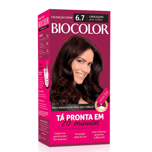 Tintura de Cabelo Biocolor Cor 6.7 Marrom Natural Irresistente