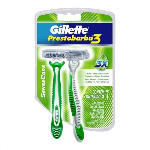 Aparelho de Barbear Masculino Gillette Prestobarba Sense Care 2 Unidades
