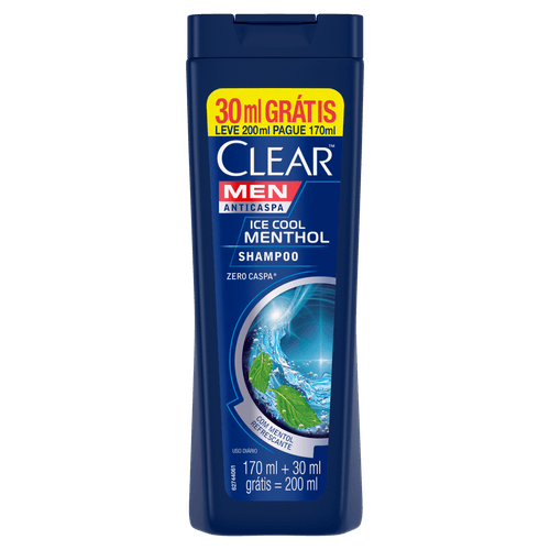 Shampoo Clear Men Ice Cool Menthol Leve 200ml e Pague 170ml