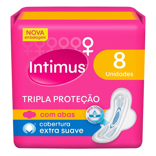 Absorvente Intimus Tripla Proteção Cobertura Suave com Abas 8 Unidades