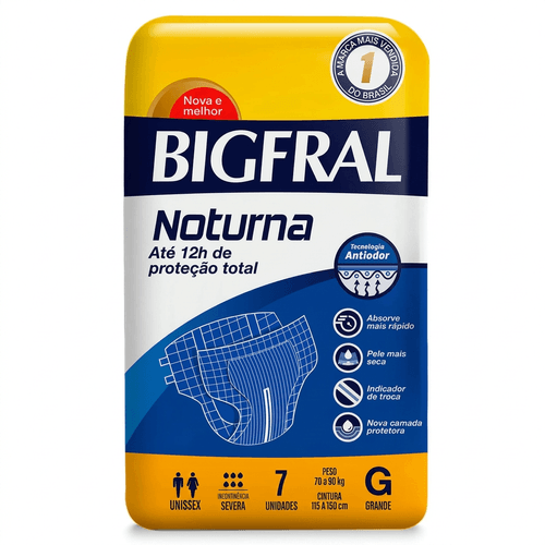 Fralda Geriátrica Bigfral Noturna Tamanho G 7 Unidades