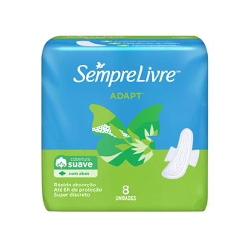 Absorvente Sempre Livre Adapt Suave com Abas 8 Unidades