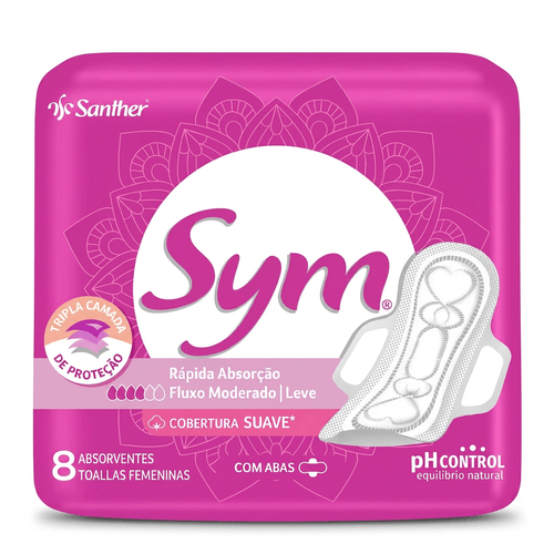 Absorvente Sym Total Protect Suave com Abas 8 Unidades