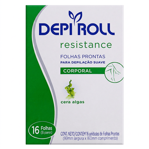 Folhas Depilatórias Corporais Depiroll Resistance Algas 16 Unidades