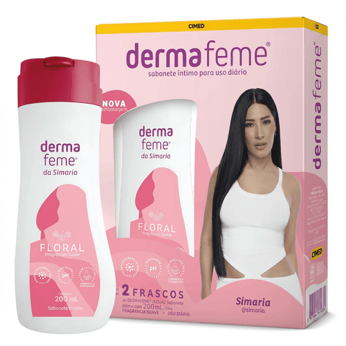 Sabonete Líquido Íntimo Dermafeme Floral 2 Unidades 200ml