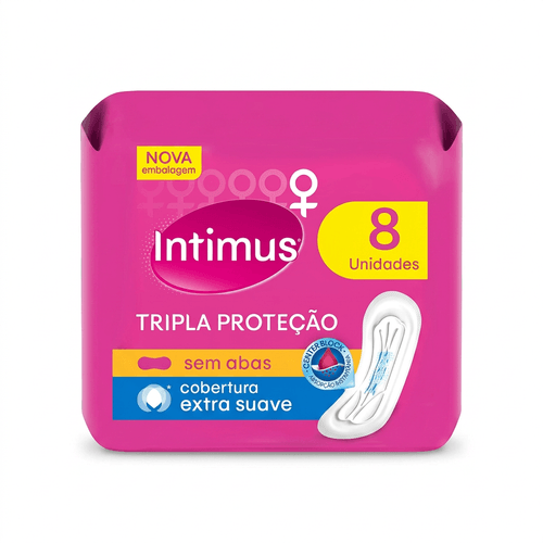 Absorvente Intimus Tripla Proteção Cobertura Suave Sem Abas 8 Unidades