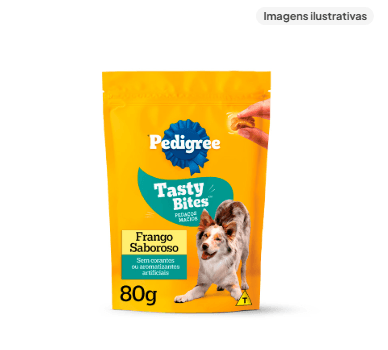 Petisco Pedigree Tasty Bites para Cães Adultos Sabor Frango 80g